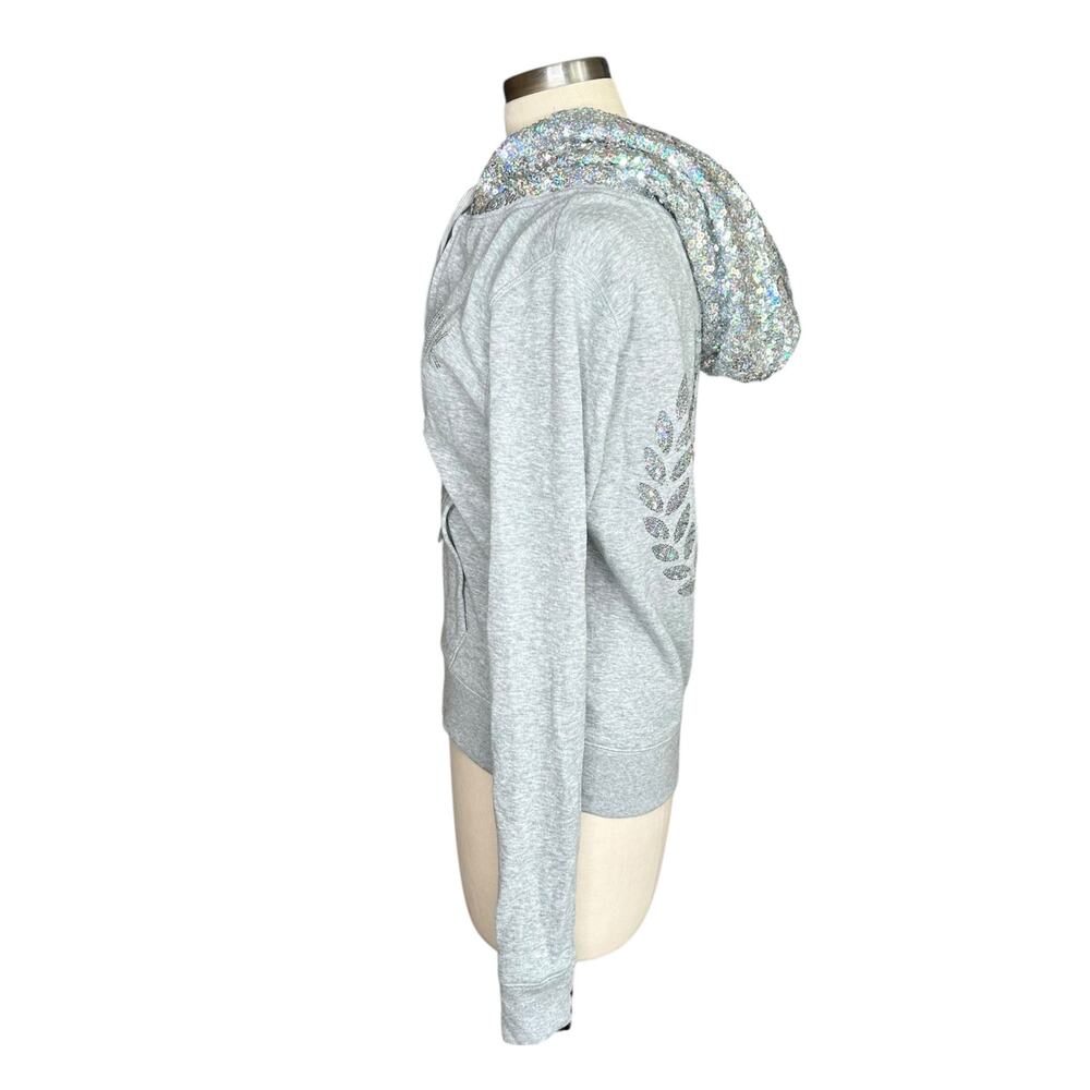 VICTORIAS SECRET VS PINK Gray Sequin Hooded Sweatshirt Women's‎ Size Small NWT - Picture 3 of 7